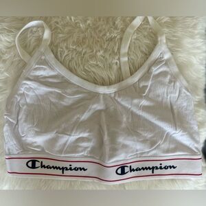 Champion Women's White Lounge Sports Bra with Logo Band
